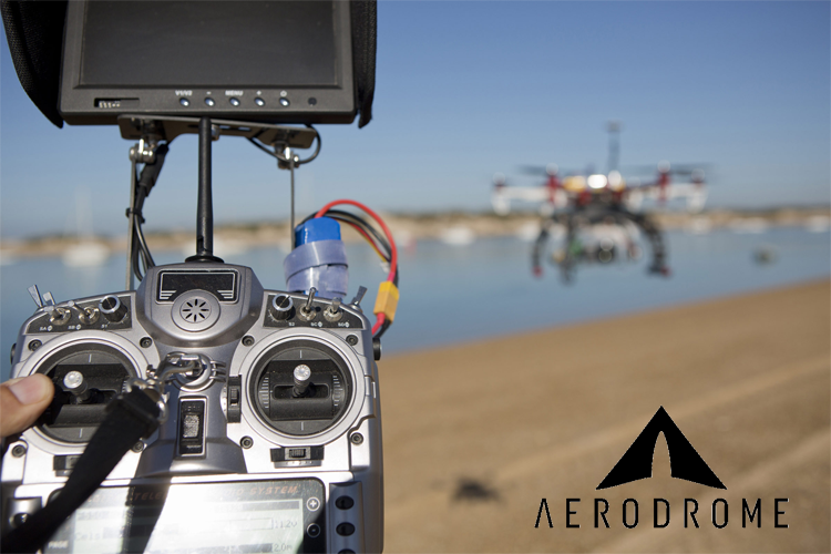 Drones de lucht in boven droneport Aerodrome Las Vegas